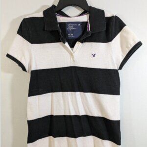 American Eagle Outfitters Rugby Polo Shirt For Women Black and White Size XL